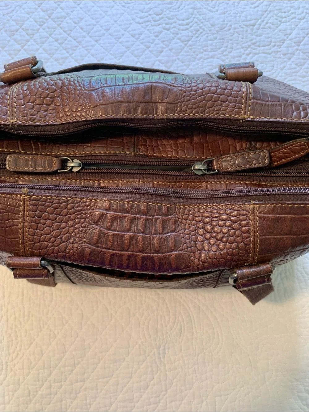 Jack George’s Hornback Croco Satchel Handbag Genuine Buffalo Leather